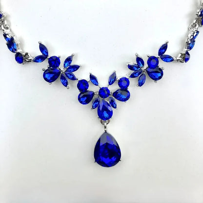 Wedding Jewelry and Accessories - Blue Crystal 4-Piece Bridal Jewelry Set With Tiara - Available in Silver and Gold
