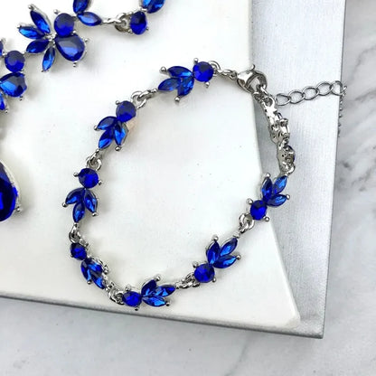 Wedding Jewelry and Accessories - Blue Crystal 4-Piece Bridal Jewelry Set With Tiara - Available in Silver and Gold