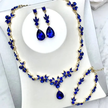 Gold Necklace Earrings and Bracelet Set
