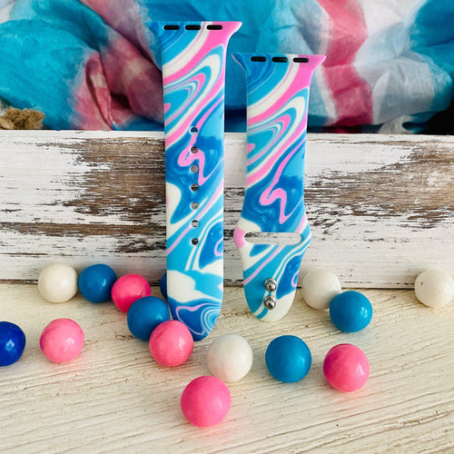 Bubble Gum Tie Dye Print Silicone Band For Apple Watch - Fancy Bands