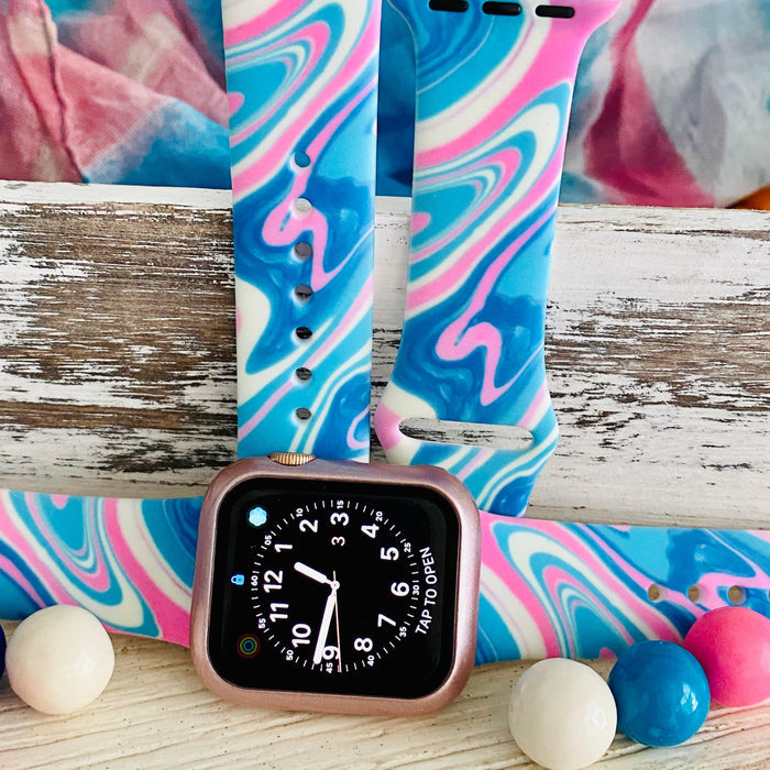 Bubble Gum Tie Dye Print Silicone Band For Apple Watch - Fancy Bands