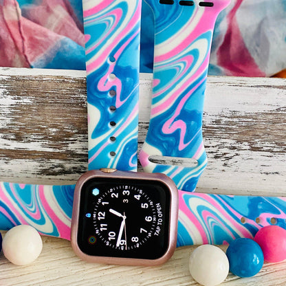Bubble Gum Tie Dye Print Silicone Band For Apple Watch - Fancy Bands