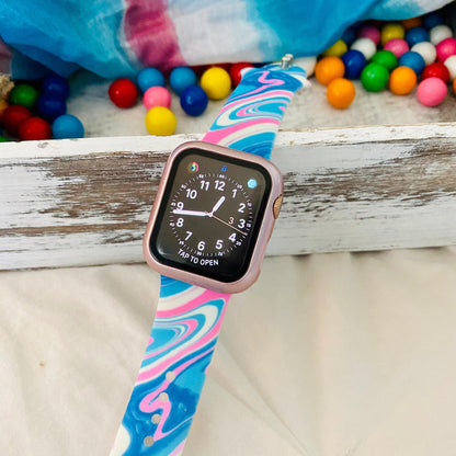Bubble Gum Tie Dye Print Silicone Band For Apple Watch - Fancy Bands