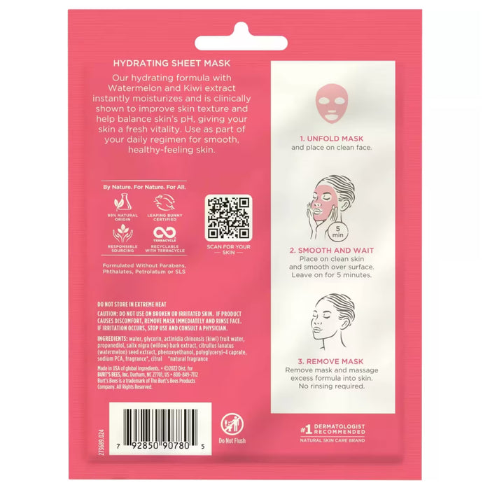 Burt’s Bees Hydrating Sheet Mask for Women – Single Use - 48 Pack
