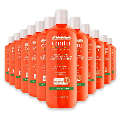 Cantu Sulfate-Free Hydrating Cream Conditioner with Shea Butter – 13.5 oz - 12 Pack
