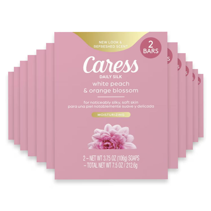 Caress Daily Silk Beauty Bar White Peach & Orange Blossom, 3.75 oz - 2 Ct - 24 Pack