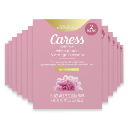 Caress Daily Silk Beauty Bar White Peach & Orange Blossom, 3.75 oz - 2 Ct - 24 Pack