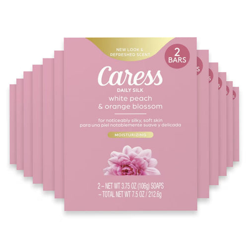 Caress Daily Silk Beauty Bar White Peach & Orange Blossom, 3.75 oz - 2 Ct - 24 Pack