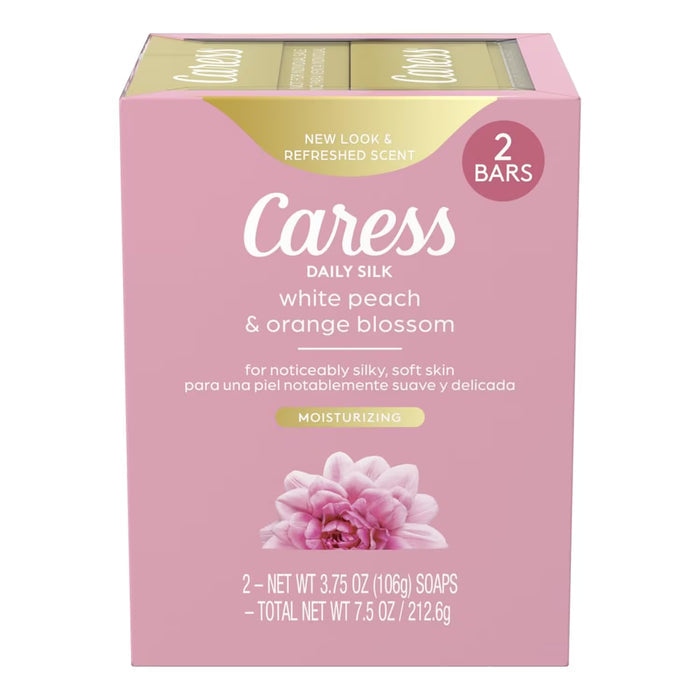 Caress Daily Silk Beauty Bar White Peach & Orange Blossom, 3.75 oz - 2 Ct - 24 Pack
