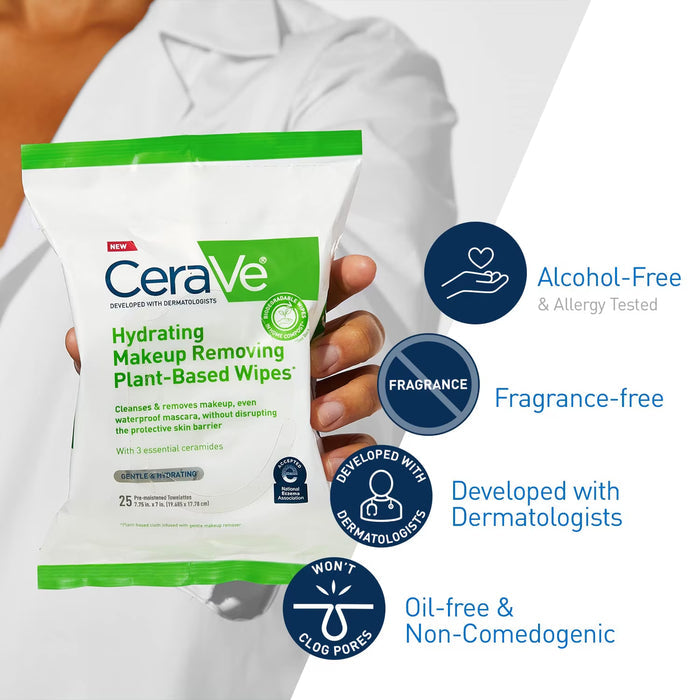 CeraVe Makeup Remover Cleansing Wipes – 25 Count – 12 Pack