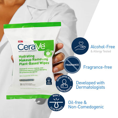 CeraVe Makeup Remover Cleansing Wipes – 25 Count – 12 Pack