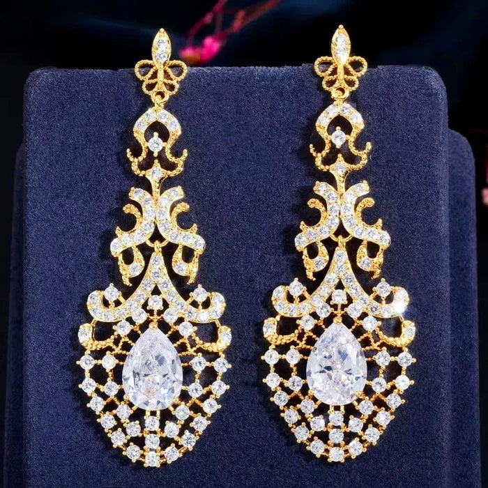Wedding Jewelry - Cubic Zirconia Bridal Earrings - Available in Silver and Gold