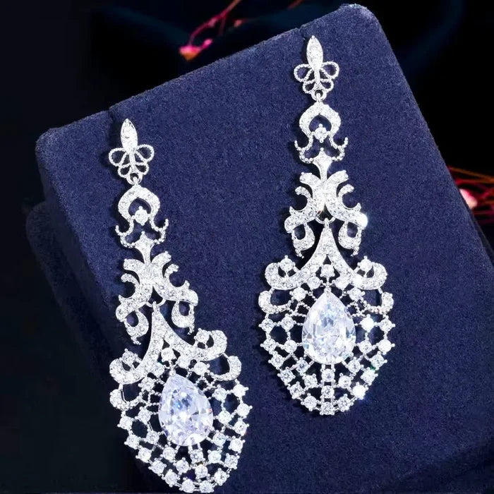 Wedding Jewelry - Cubic Zirconia Bridal Earrings - Available in Silver and Gold