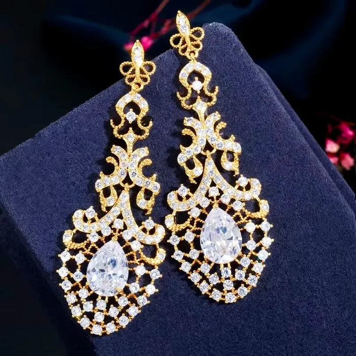 Wedding Jewelry - Cubic Zirconia Bridal Earrings - Available in Silver and Gold
