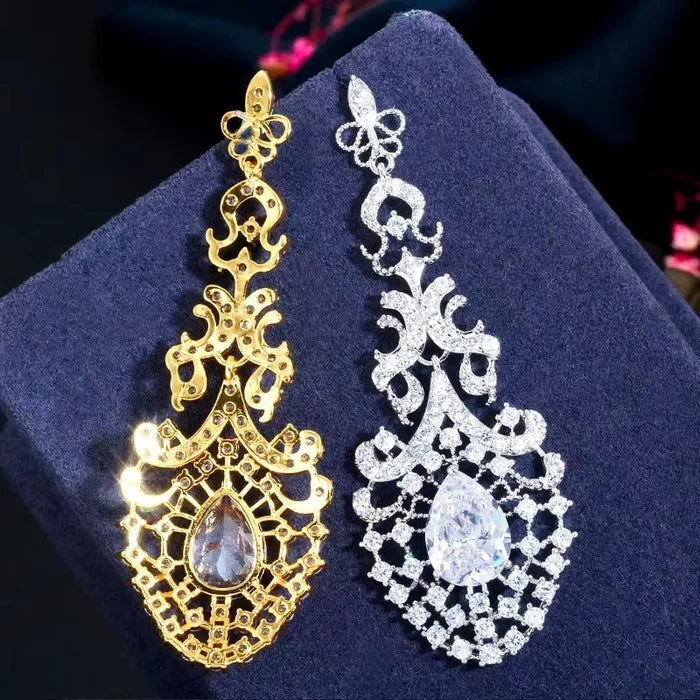 Wedding Jewelry - Cubic Zirconia Bridal Earrings - Available in Silver and Gold