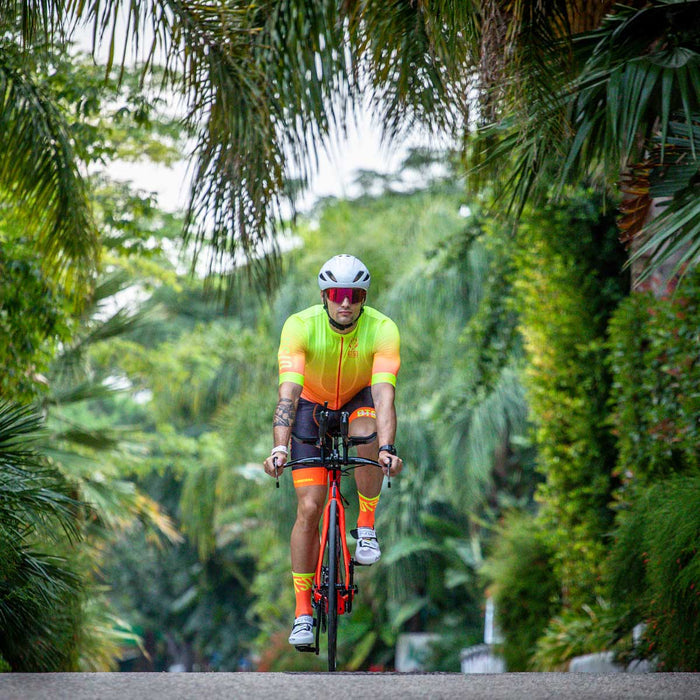 Chaussettes cyclisme hautes - Fluo Orange