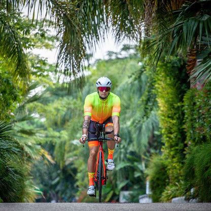 Chaussettes cyclisme hautes - Fluo Orange