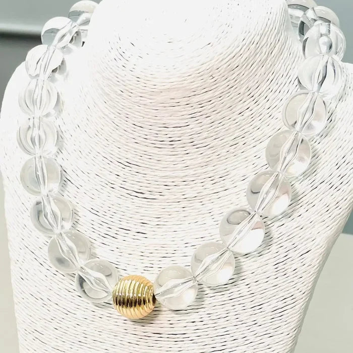 Chic - Acrylic Big Ball Necklace (Clear/Gold)