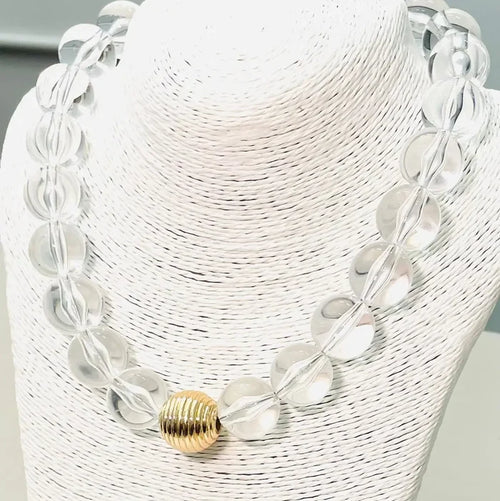 Chic - Acrylic Big Ball Necklace (Clear/Gold)