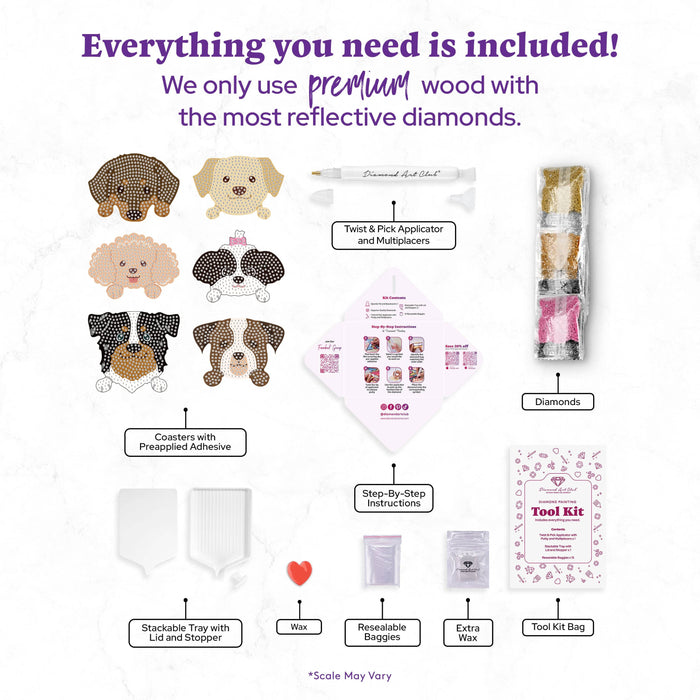 Coasters - Dogs - Diamond Art Club DIY Kit