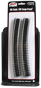 Code 100 Curved Snap-Track(R) Nickel-Silver Rail -- 24" Radius (Black Ties) pkg(6)