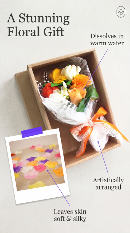 Colorful Flower Bouquet Soap Roses and Carnations Scented, Handmade, Dissolving Bath Treats