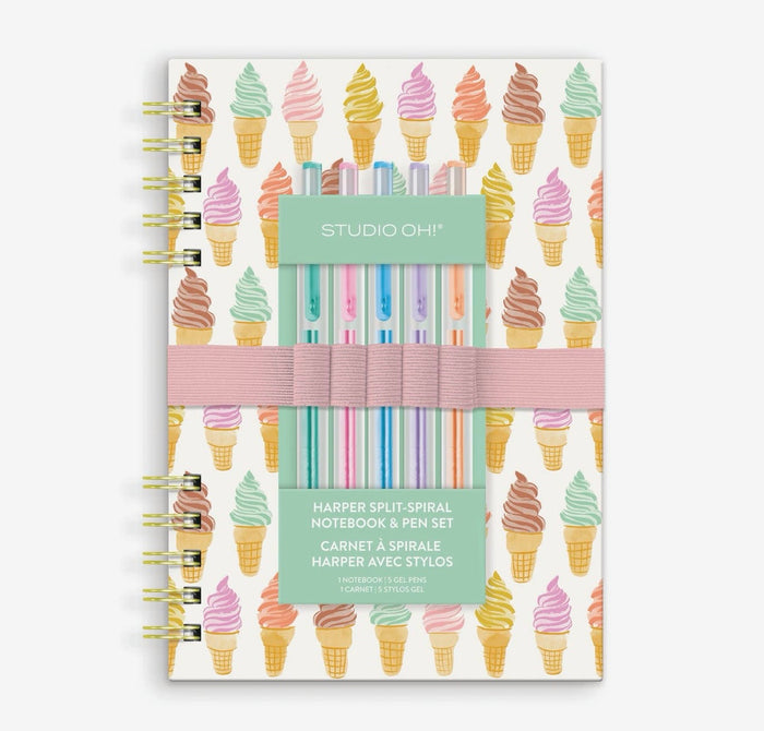 Cool & Creamy Harper Split Spiral Notebook & Pen Set