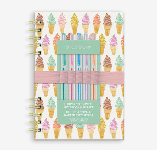 Cool & Creamy Harper Split Spiral Notebook & Pen Set