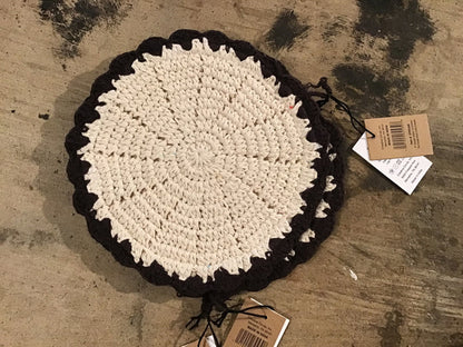 Cotton Crocheted Pot Holder | Creative Co-op