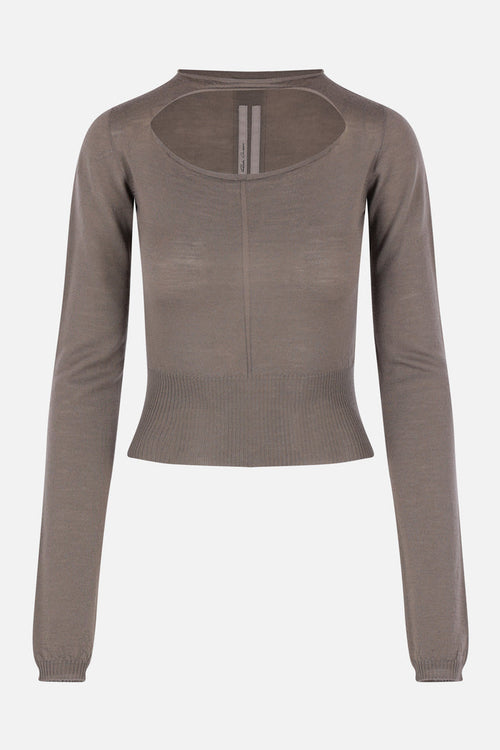 cropped sweater in wool with cut-out