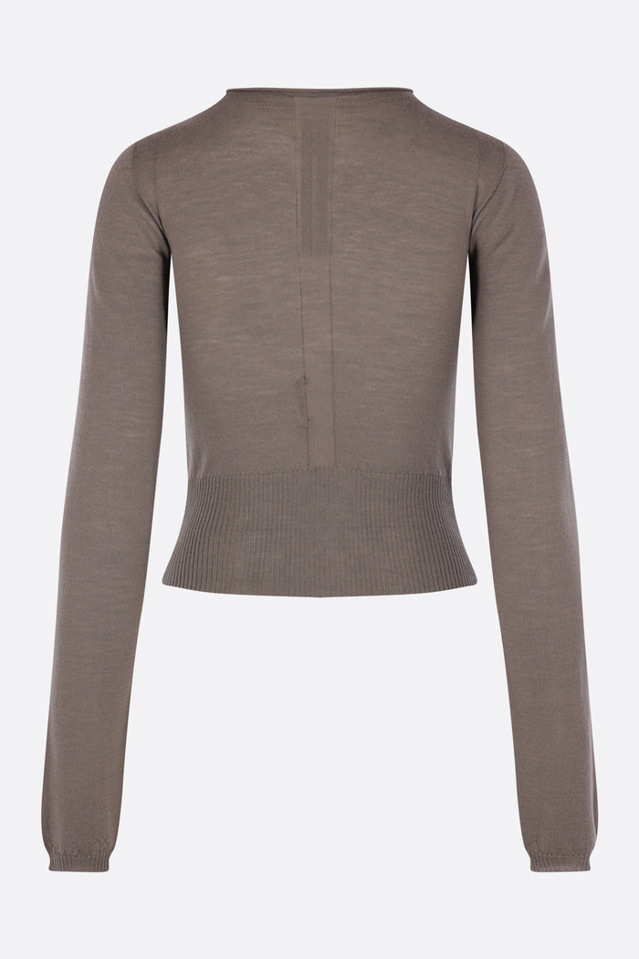 cropped sweater in wool with cut-out