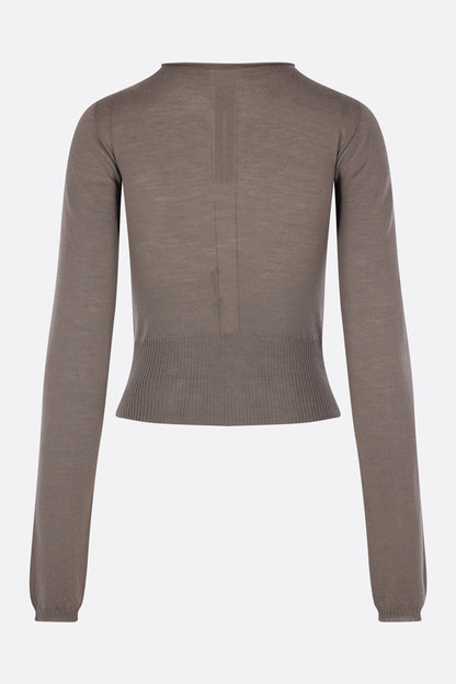 cropped sweater in wool with cut-out