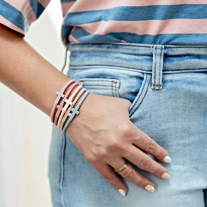Jesus Bracelets - 5 Packs: Neon / Medium - Olita Gifts & Goods, cross bracelets, siicone