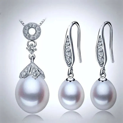 Pearl Wedding Jewelry - Sterling Silver and Natural Pearl Bridal Jewelry Set