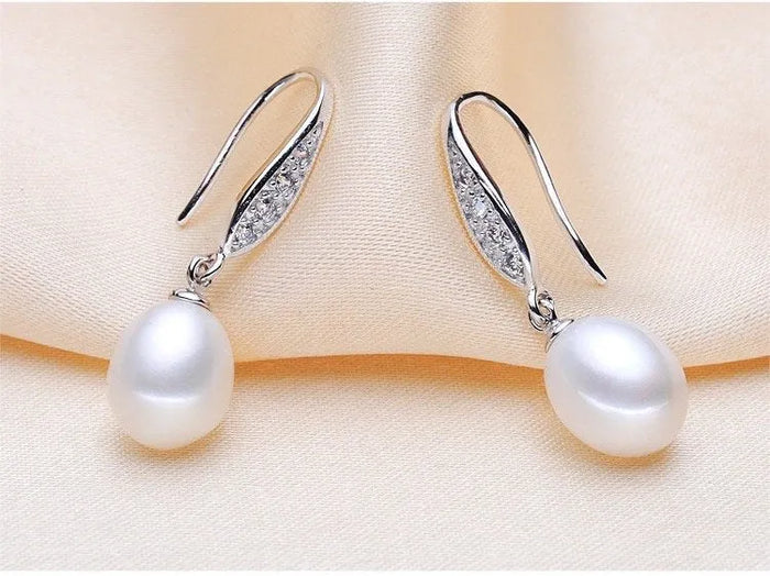 Pearl Wedding Jewelry - Sterling Silver and Natural Pearl Bridal Jewelry Set