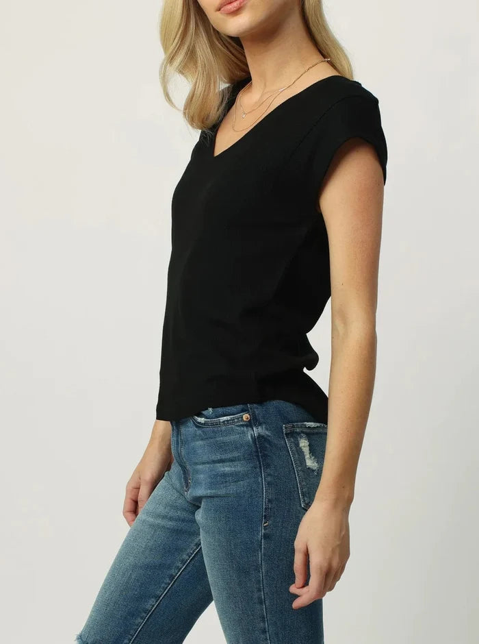 Dear John Uri Thermal V Neck Top Black - Taryn x Philip Boutique