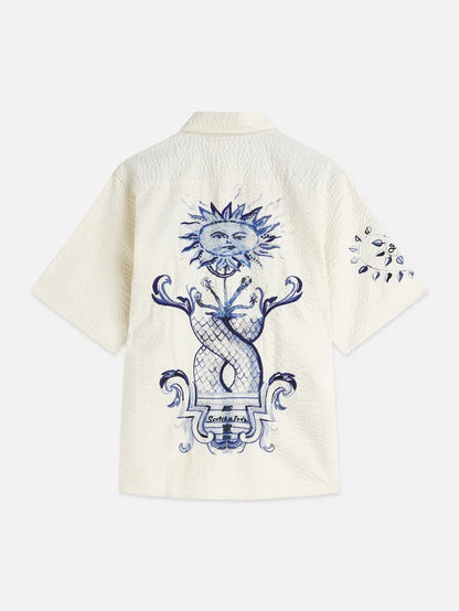 Delfts Blauw Worked-Out Relaxed-Fit Short-Sleeved Shirt Eggnog
