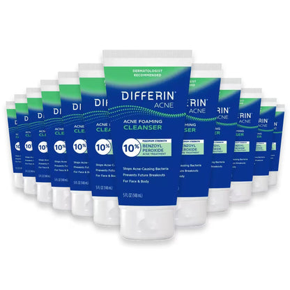 Differin Daily Deep Cleanser with Benzoyl Peroxide – 5 oz - 12 Pack