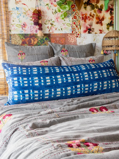 Reversible Cozy Body Pillow Cover - Indigo Shibori Stripe-view 2