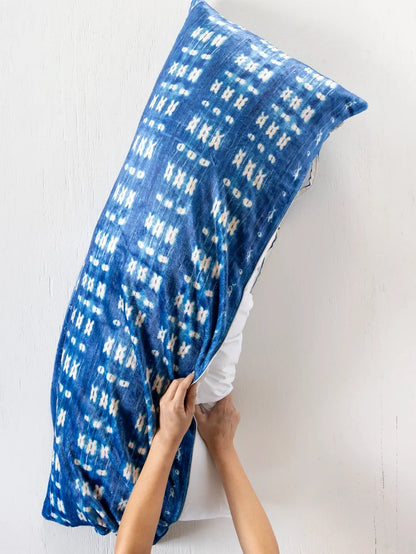 Reversible Cozy Body Pillow Cover - Indigo Shibori Stripe-view 3