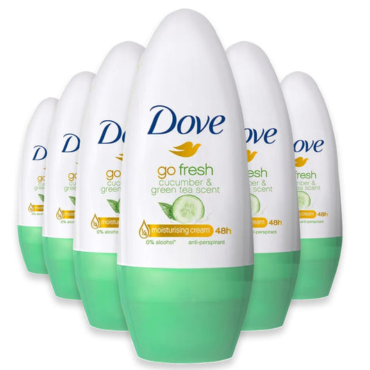Dove Antiperspirant Deodorant Roll-On, Cucumber 40 ml – 6 Pack