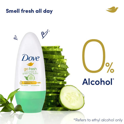 Dove Antiperspirant Deodorant Roll-On, Cucumber 40 ml – 6 Pack