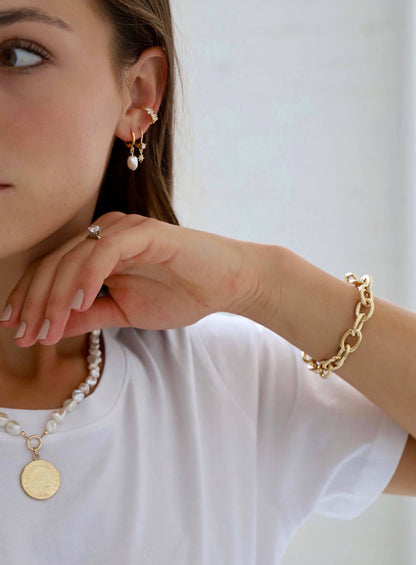 E1417S Earrings-Keshi Pearl Nugget Huggies