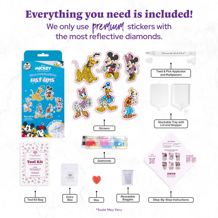 Easy Gems™ Stickers - Mickey and Friends™ (Set of 6) - Diamond Art Club DIY Kit
