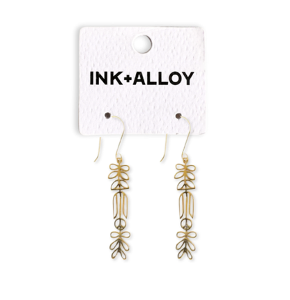 Elsa Botanical Nordic Floral Drop Earrings Brass