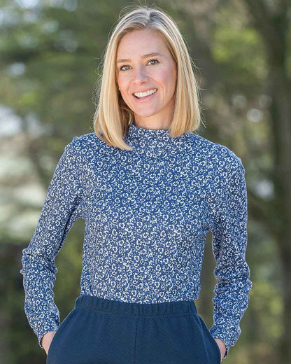 Erica Floral Pure Cotton Turtle Neck Top - Image 2 - Country Collection