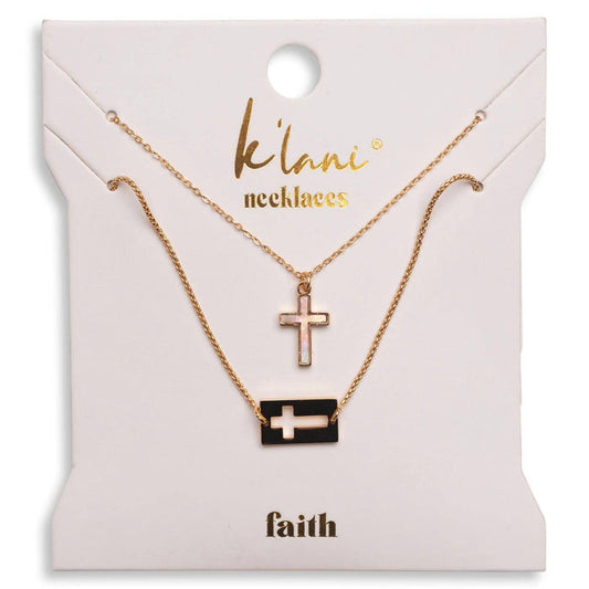 "Faith" Necklace Set Gold Mother of Pearl - Olita Gifts & Goods
