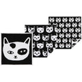 Set of black and white cat-themed dishcloths