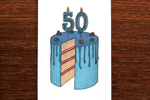 Fiftieth Birthday Cake Card -THE NONSENSE MAKER
