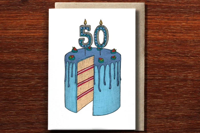 Fiftieth Birthday Cake Card -THE NONSENSE MAKER